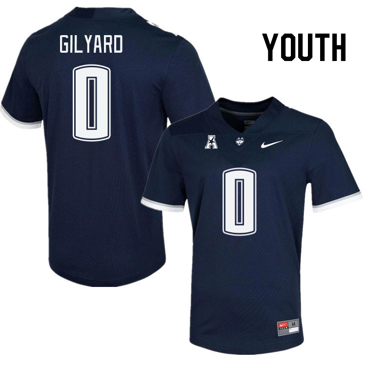 Youth #0 Eriq Gilyard Connecticut Huskies College Football Jerseys Stitched Sale-Navy